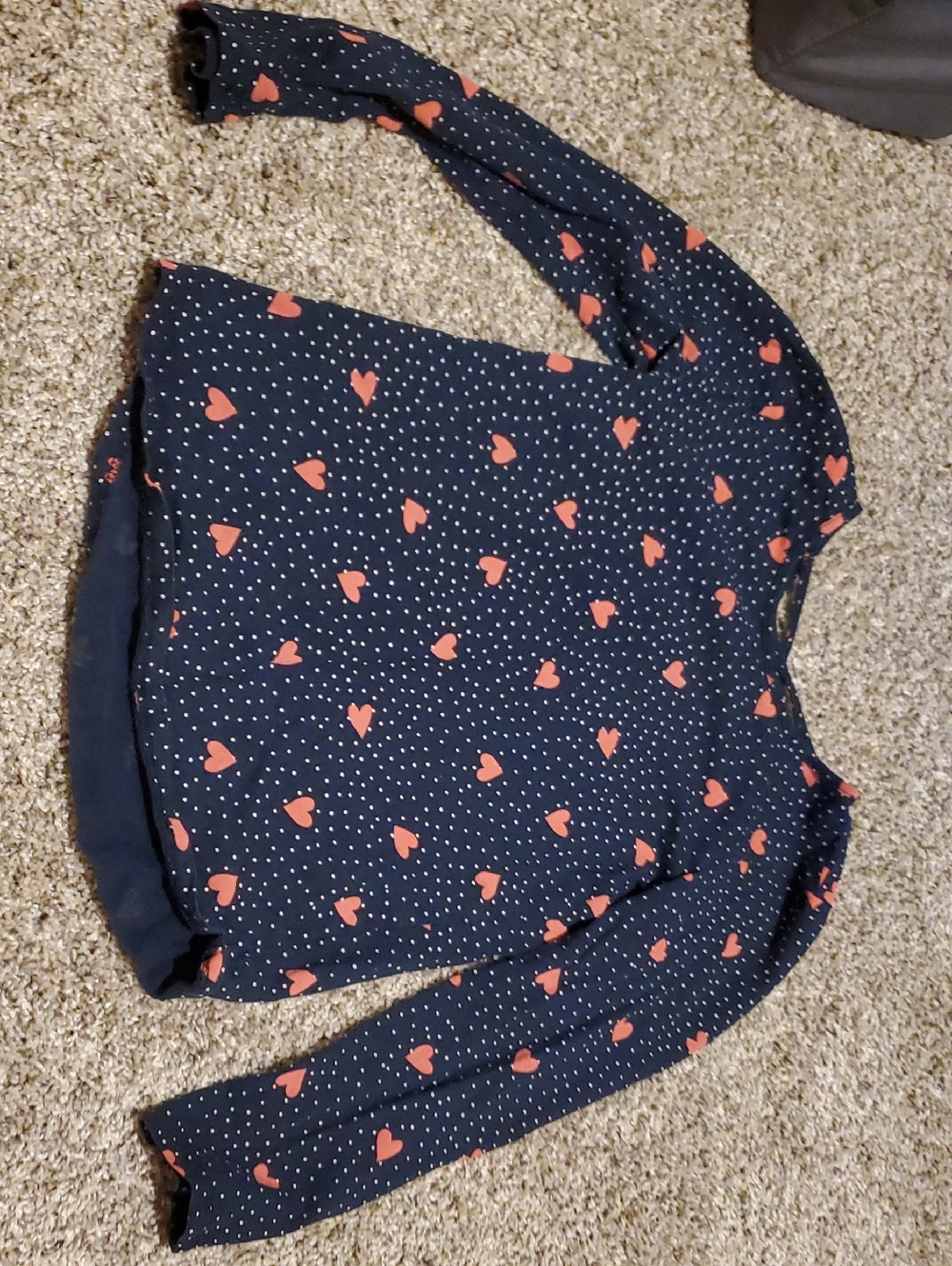 Navy Heart Print Long Sleeve Top